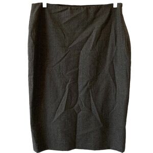 Ralph Lauren Black Label Sz 8 Knee Pencil Skirt Gray Double Slits Wool